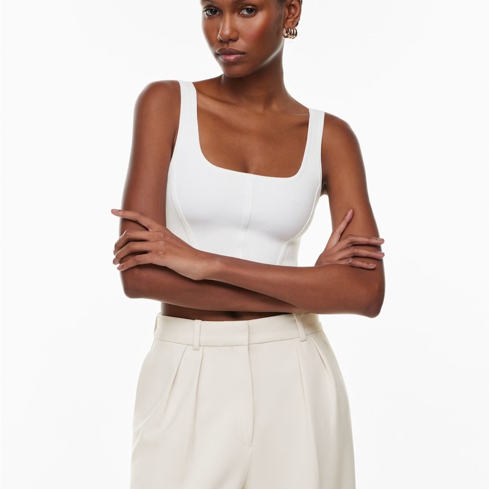 Aritzia Babaton White Sculpt Knit Bustier Tank